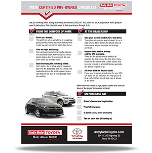 CPO Checklist Ebook | Andy Mohr Toyota in Avon IN